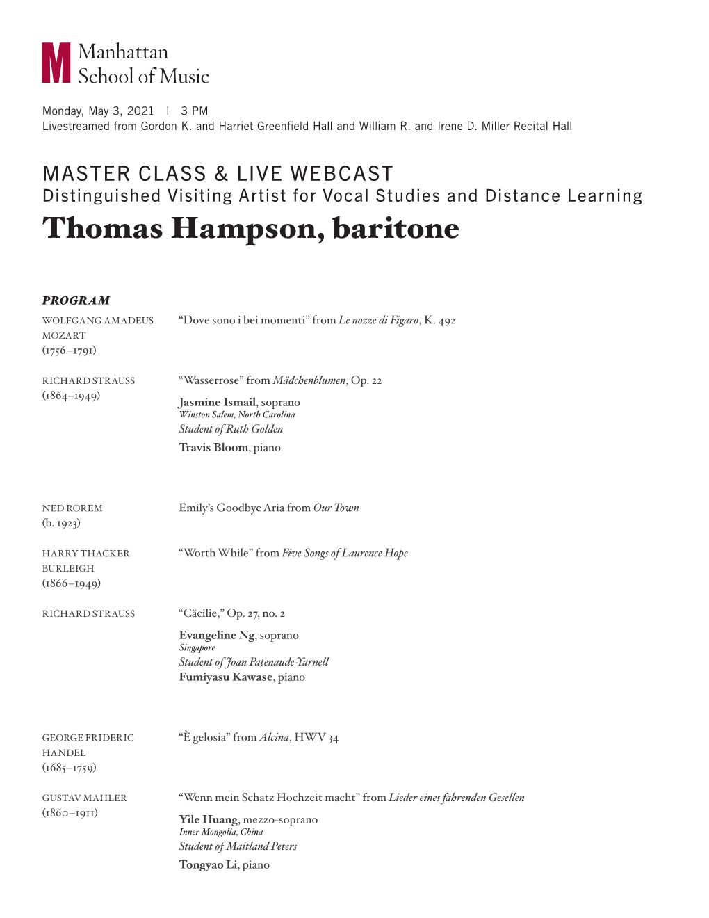 Thomas Hampson, Baritone