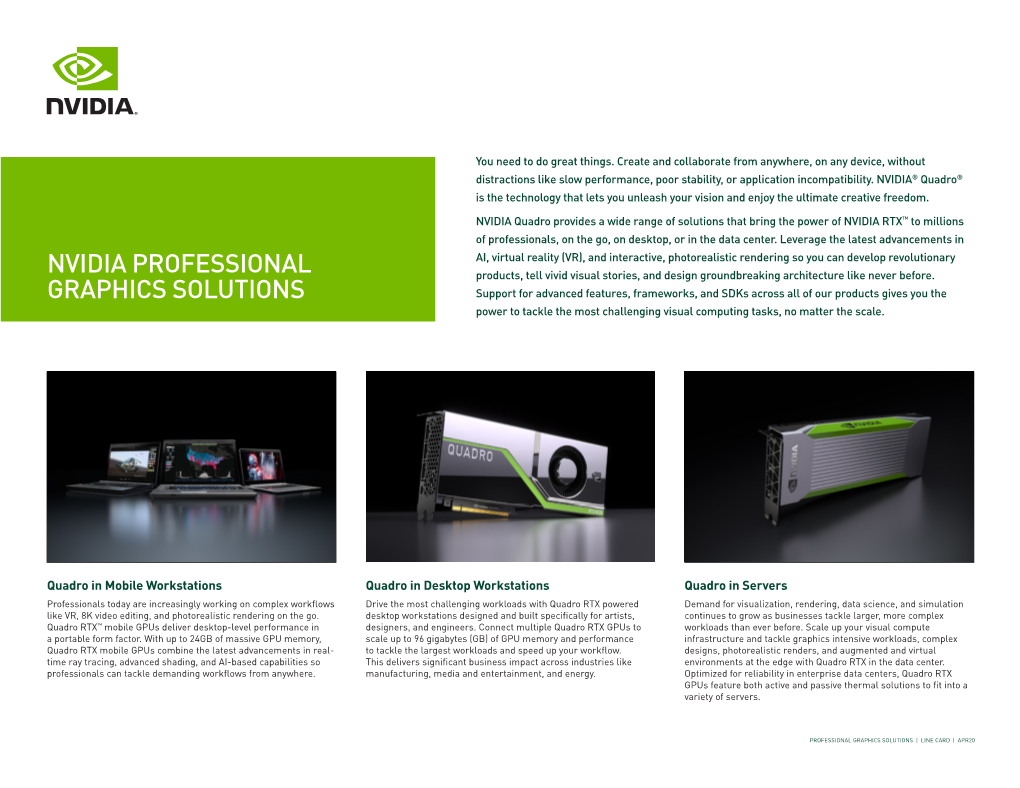 NVIDIA Professional Graphics Solutions | Line Card