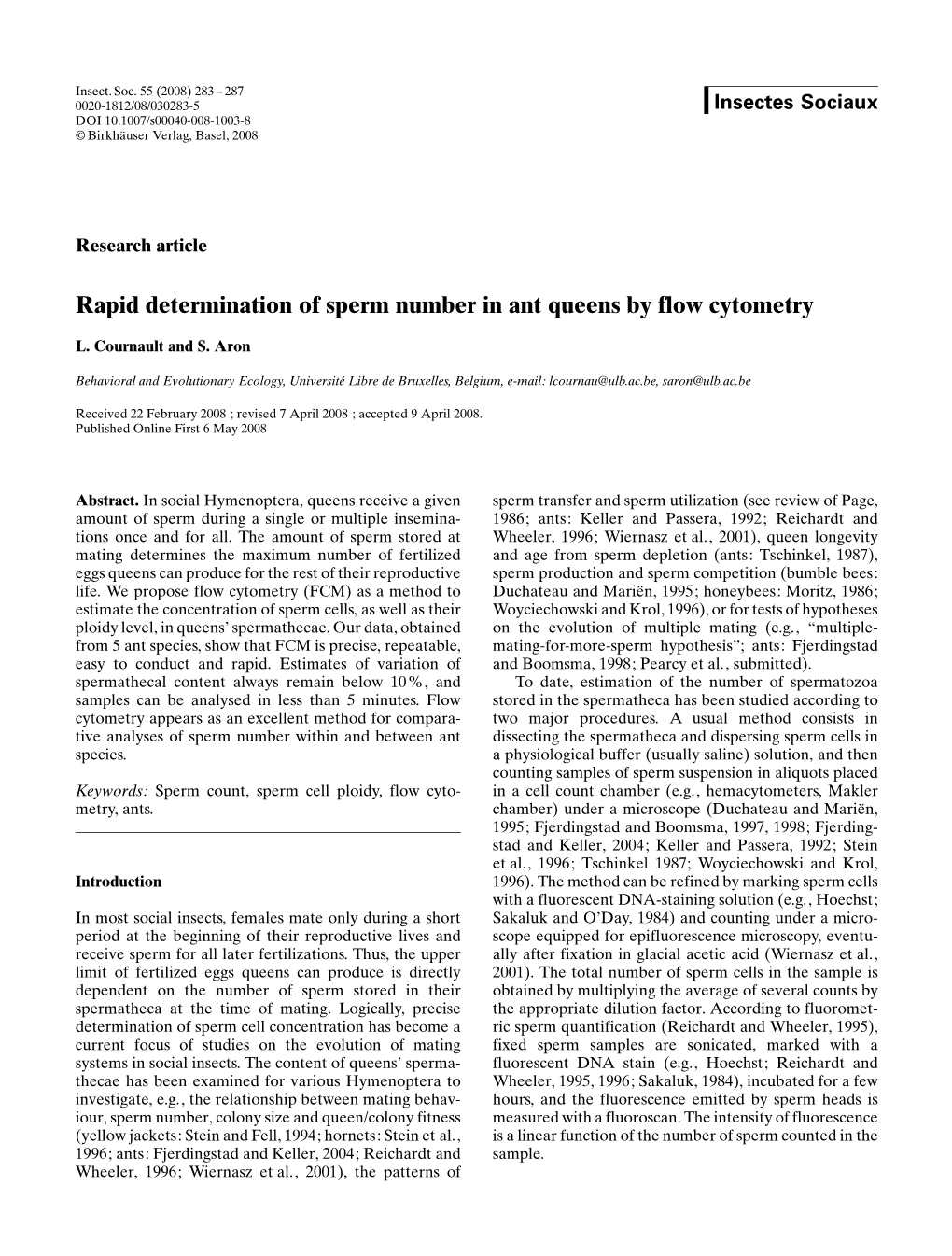 Rapid Determination of Sperm Number in Ant Queens by Flow Cytometry