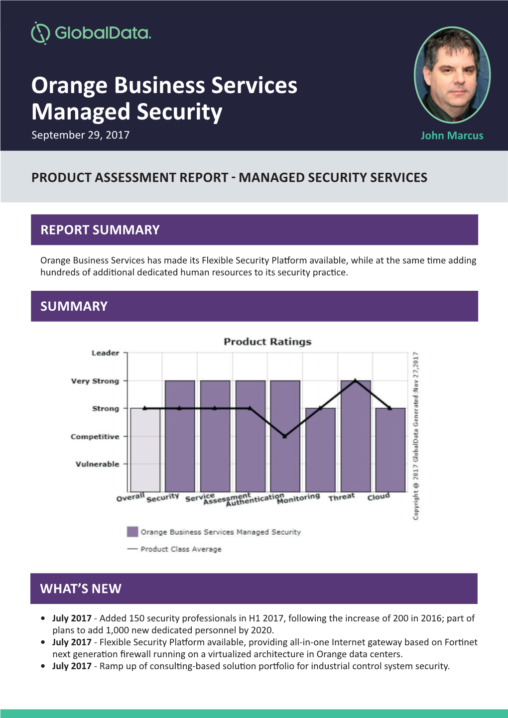 Orange Business Services Managed Security September 29, 2017 John Marcus