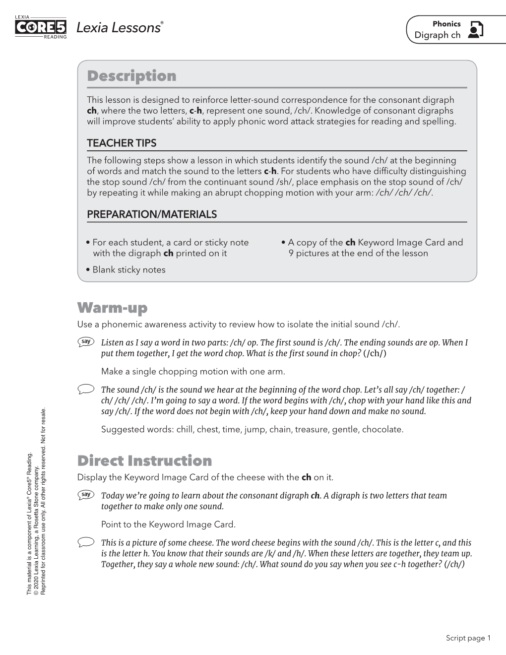 Lexia Lessons Digraph Ch