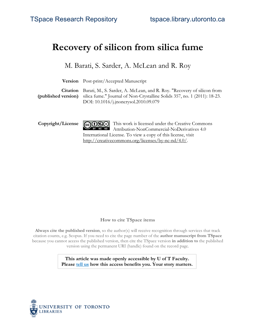 Recovery of Silicon from Silica Fume