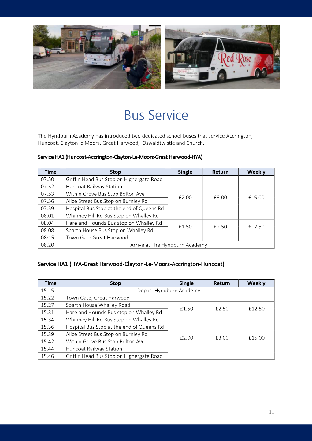 Service HA1 (HYA-Great Harwood-Clayton-Le-Moors-Accrington-Huncoat)