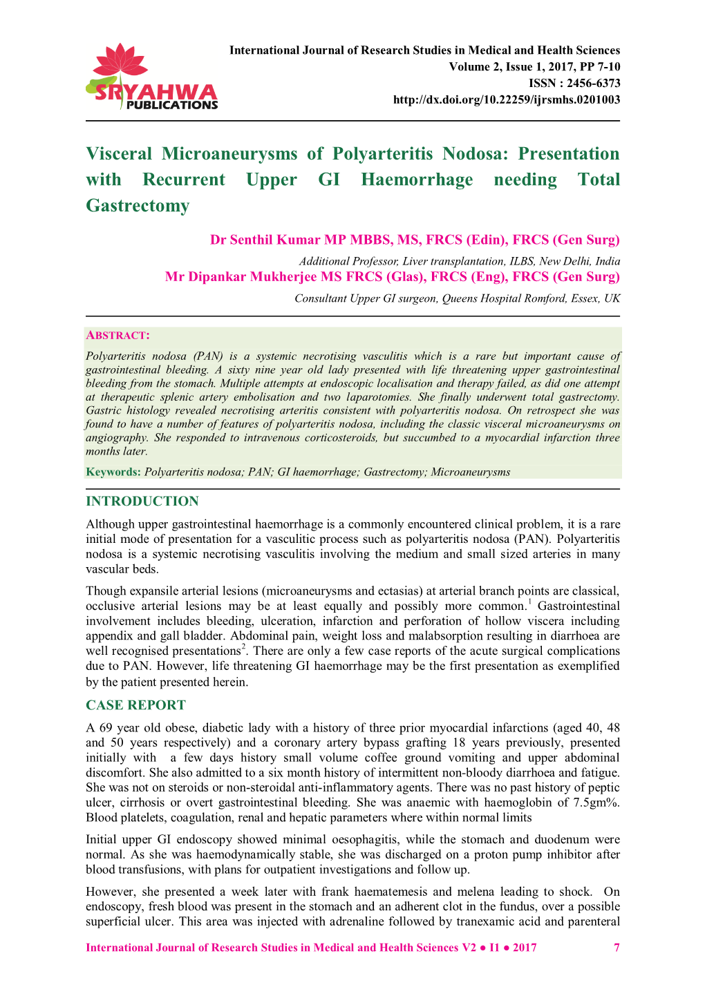 PAN: Upper GI Haemorrhage