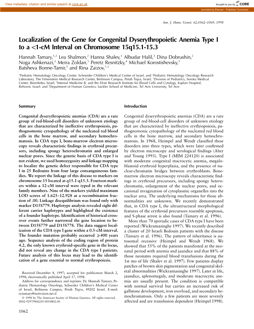 1-Cm Interval on Chromosome 15Q15.1-15.3