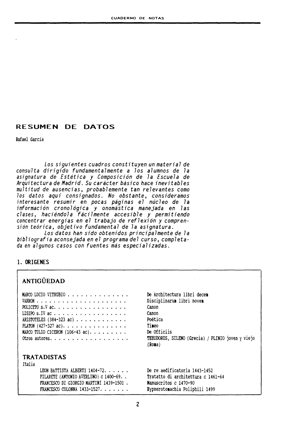 RESUMEN DE DATOS Rafael García