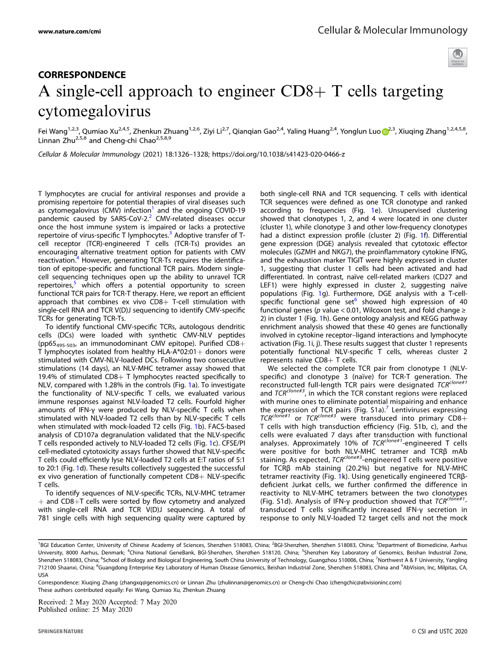 A Single-Cell Approach to Engineer CD8+ T Cells Targeting Cytomegalovirus