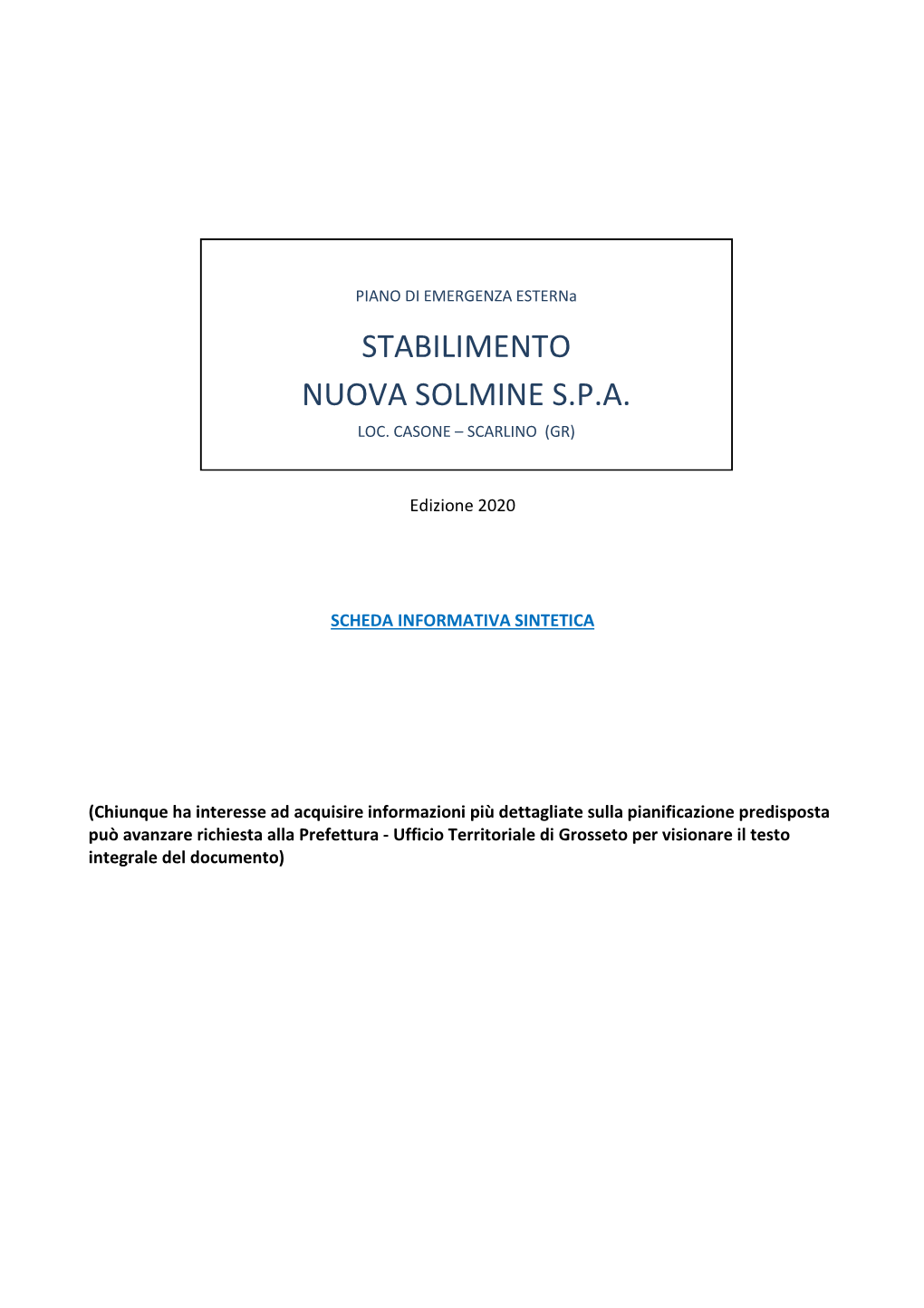 Stabilimento Nuova Solmine S.P.A