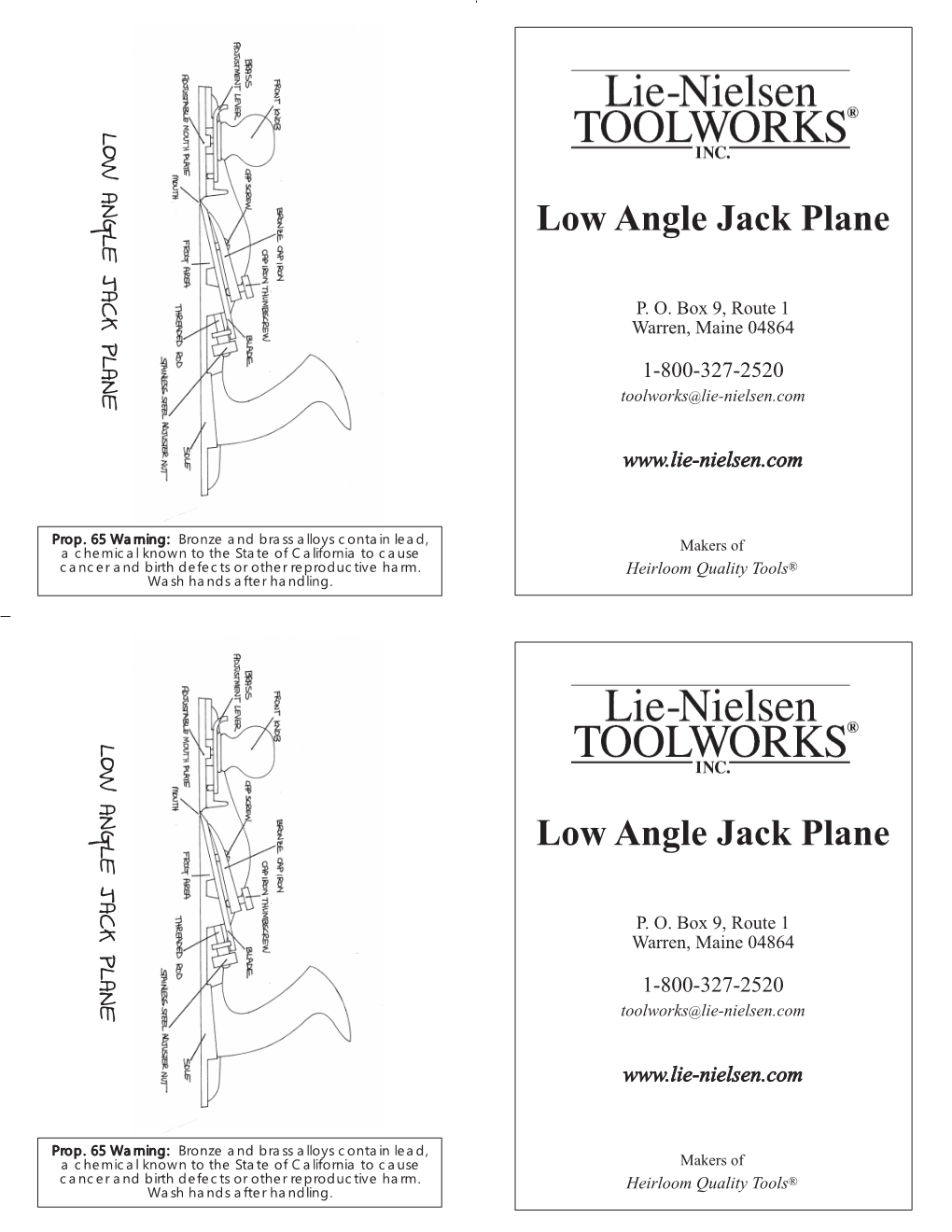 62 Low Angle Jack Plane.Indd