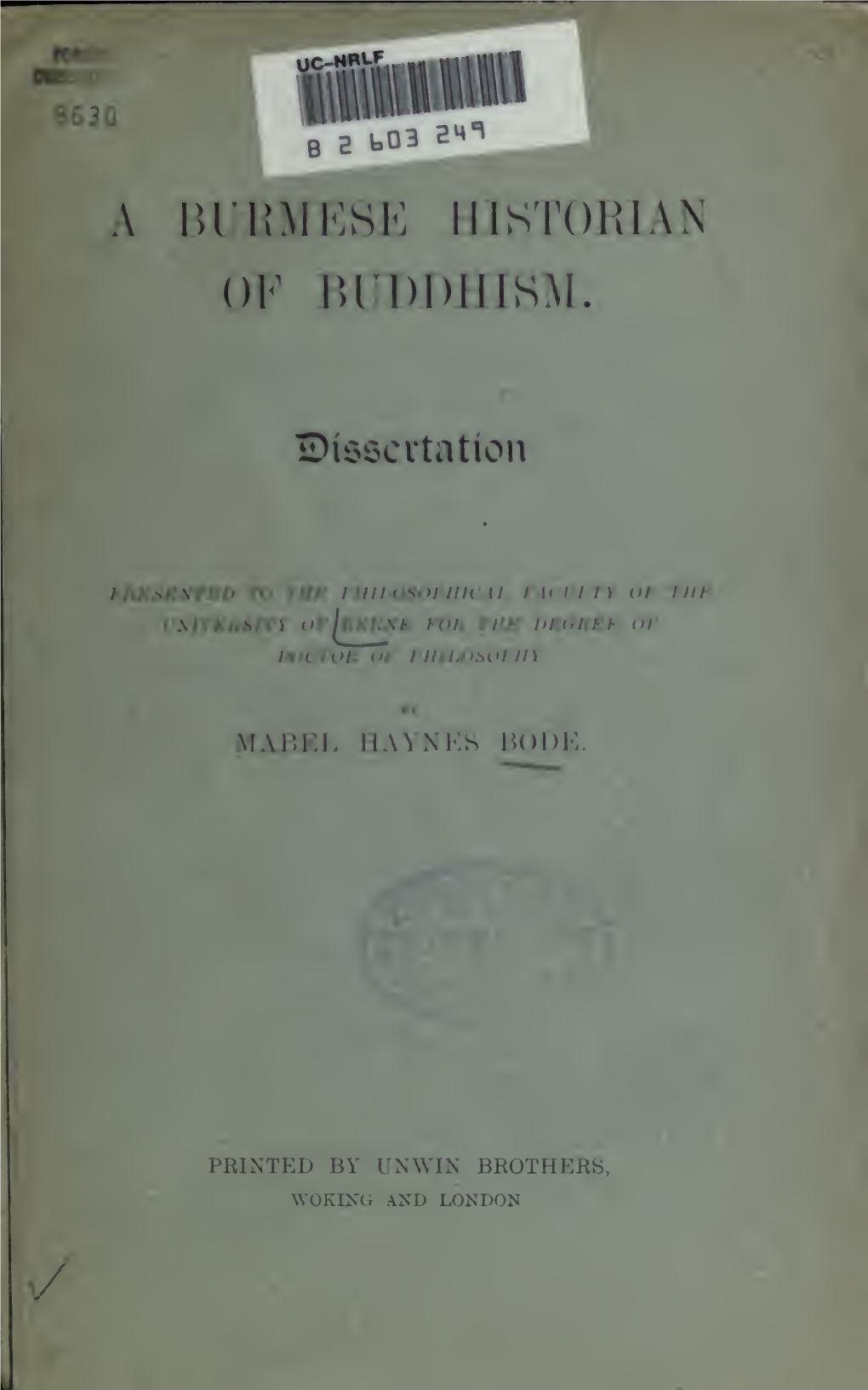 A Burmese Historian of Buddhism