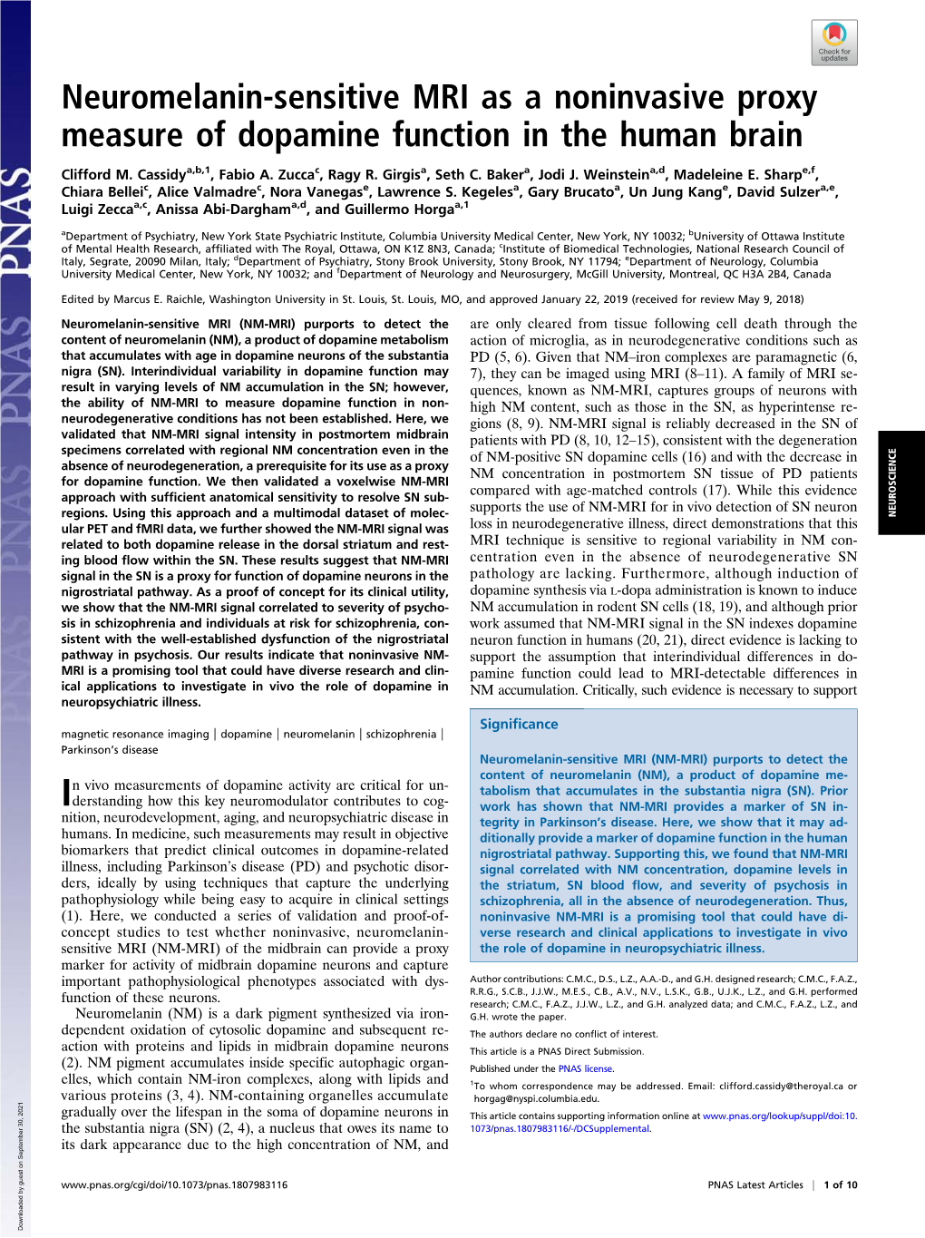 Neuromelanin-Sensitive MRI As a Noninvasive Proxy Measure of Dopamine Function in the Human Brain