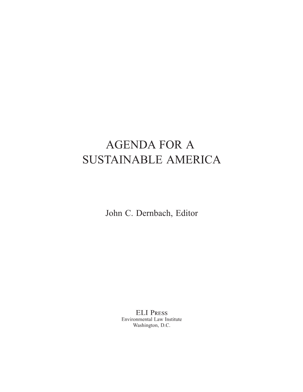 Agenda for a Sustainable America