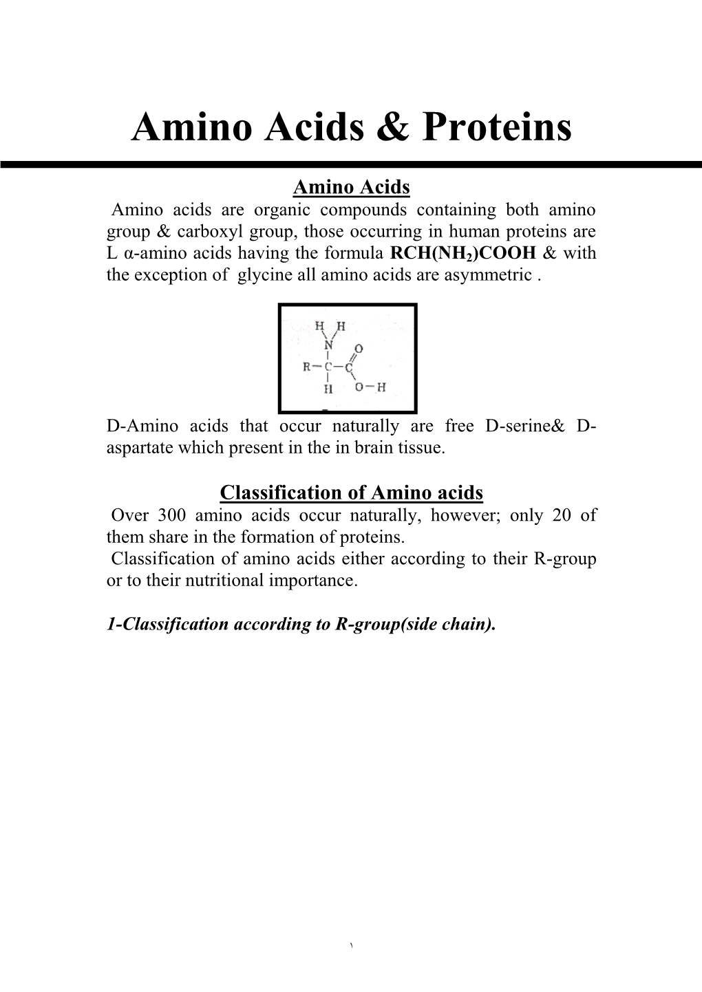 Amino Acids & Proteins