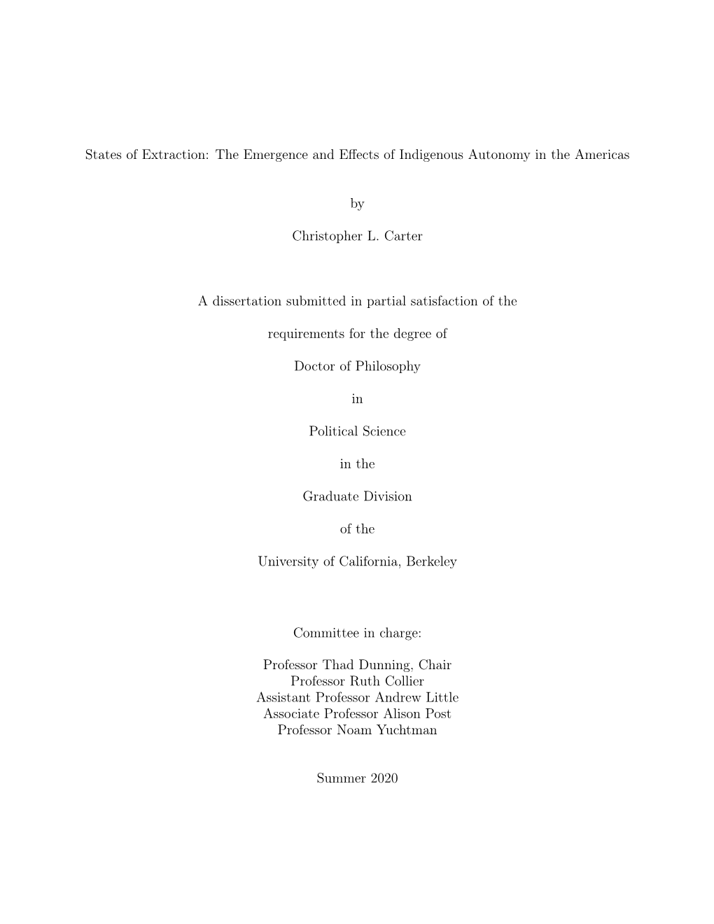 States of Extraction: the Emergence and Effects of Indigenous Autonomy