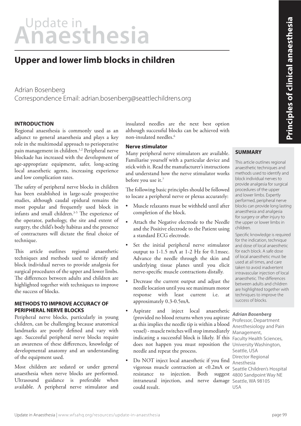 Upper and Lower Limb Blocks in Children