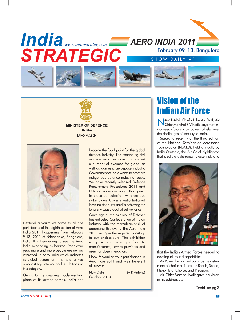 AERO INDIA 2011 Vision of the Indian Air Force