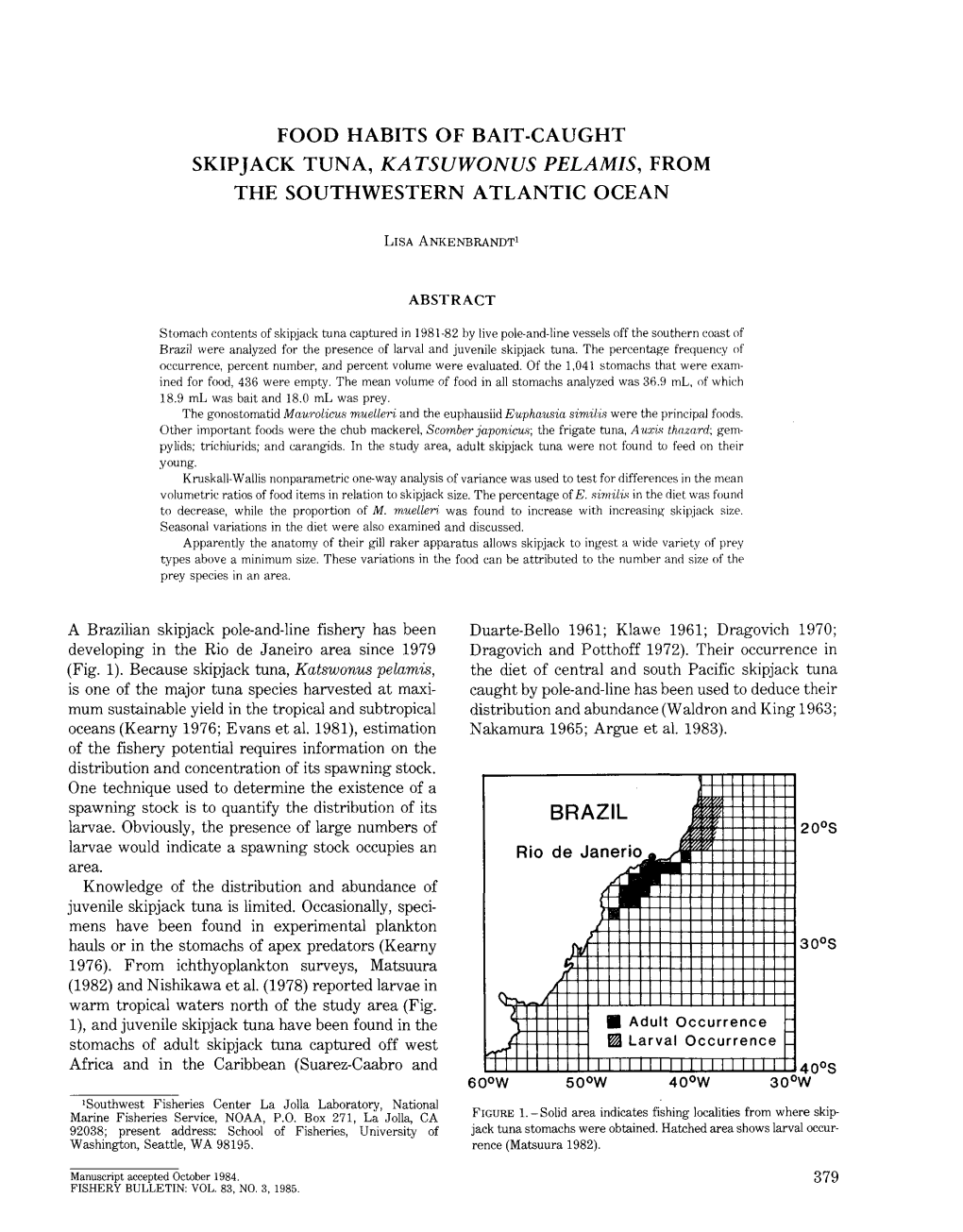 Fishery Bulletin/U S Dept of Commerce National Oceanic