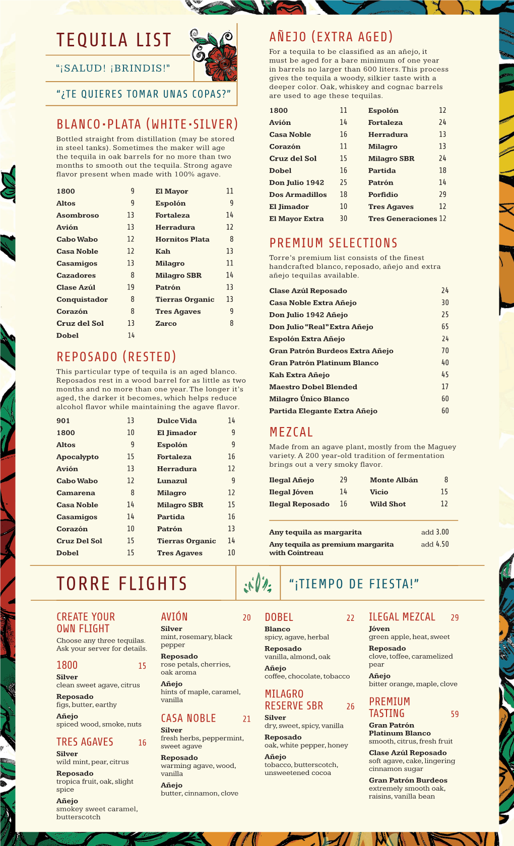 Tequila List Torre Flights