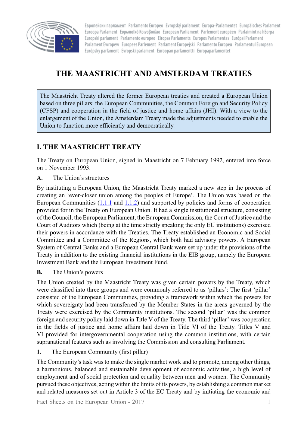 The Maastricht and Amsterdam Treaties