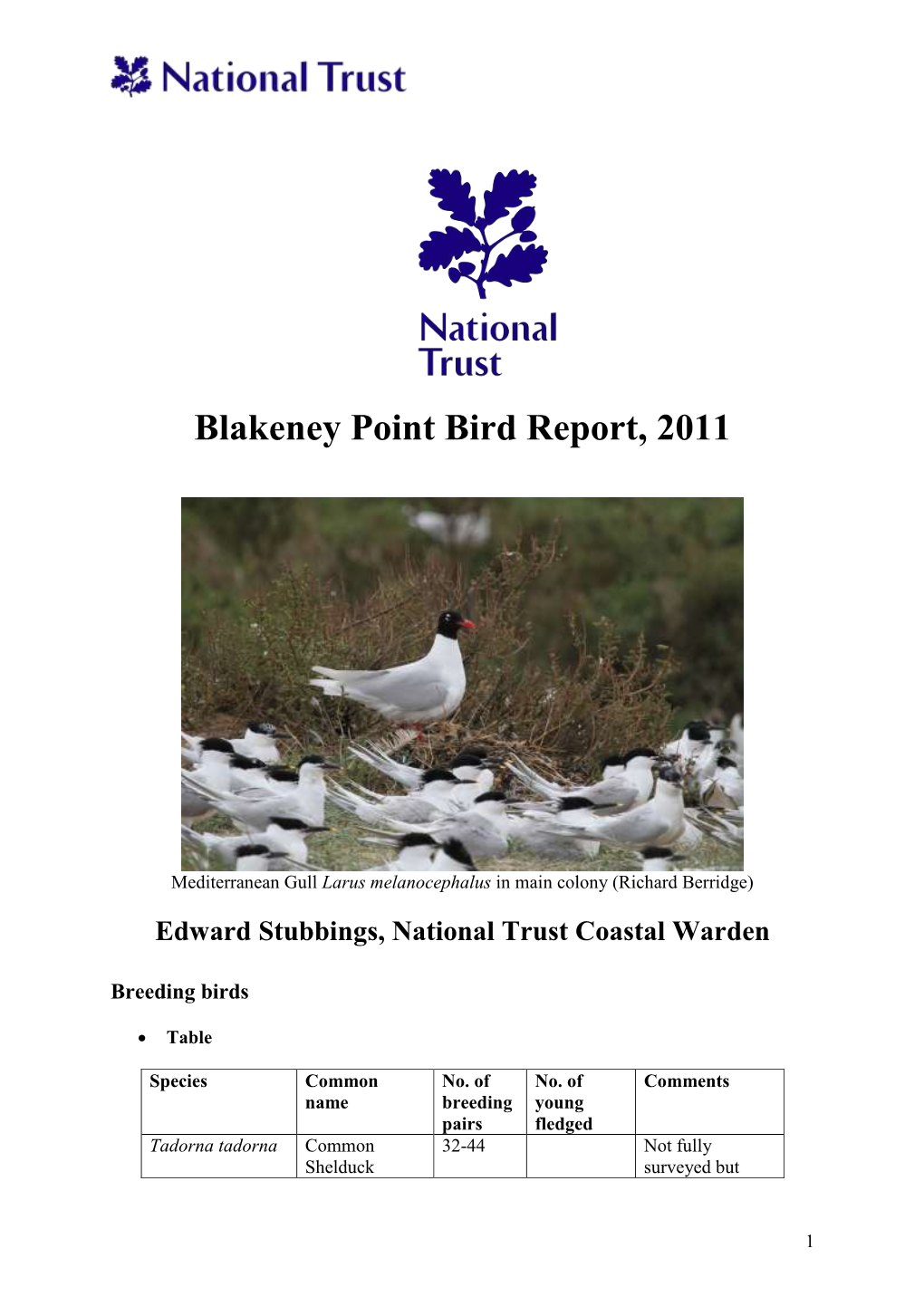 Blakeney Point 2011 Bird Report