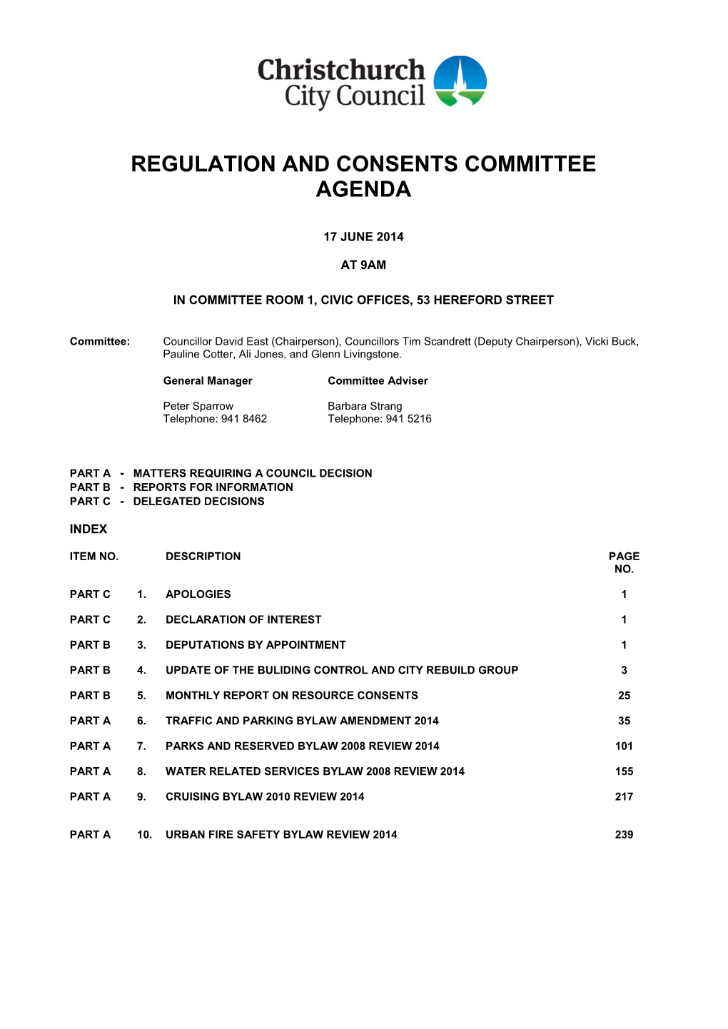 Regulation and Consents Committtee 17 June 2014