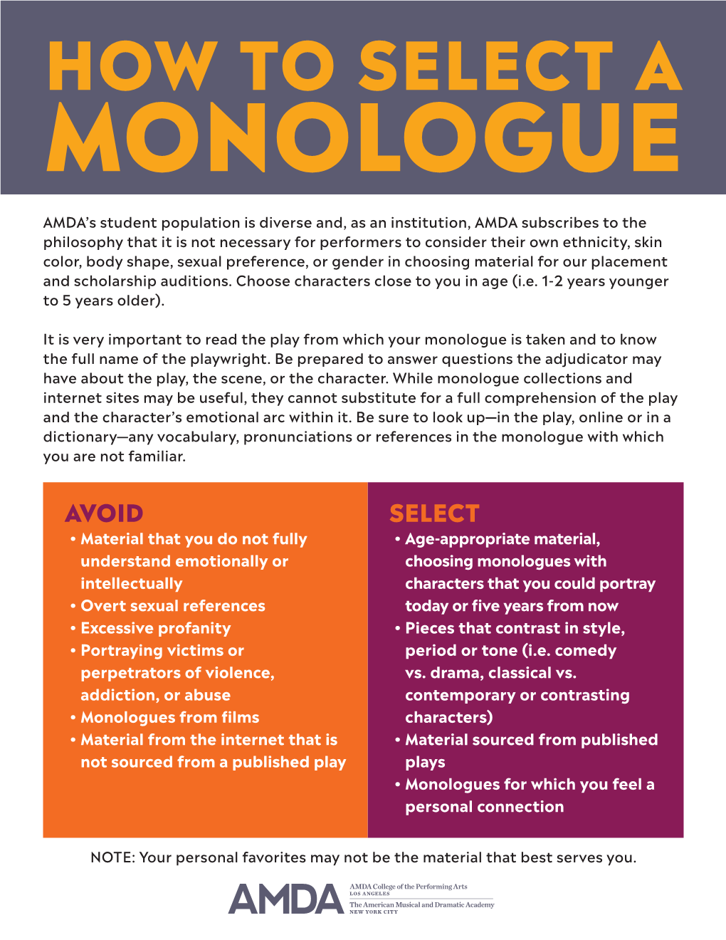 How to Select a Monologue