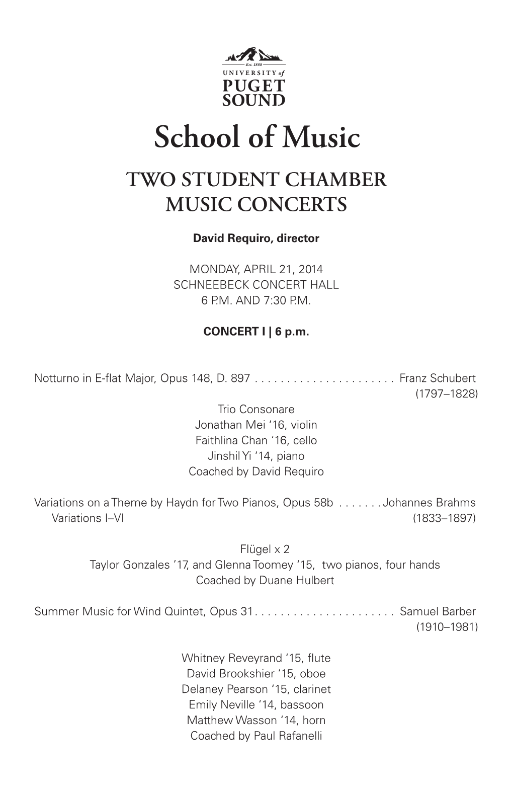 Two Chamber Music Concerts