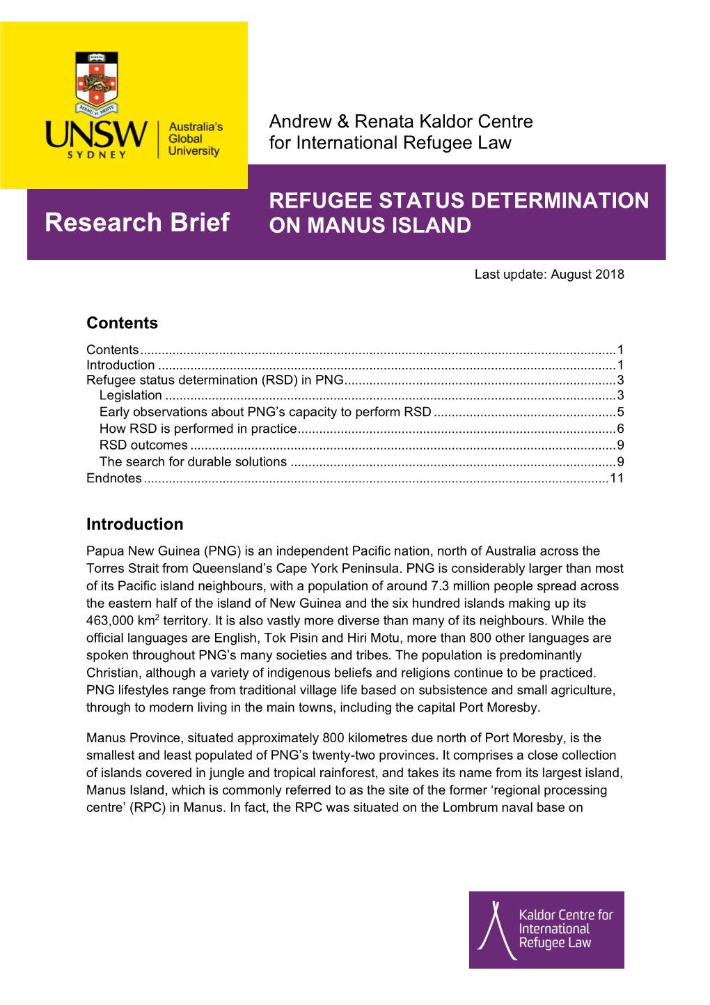 Refugee Status Determination on Manus Island