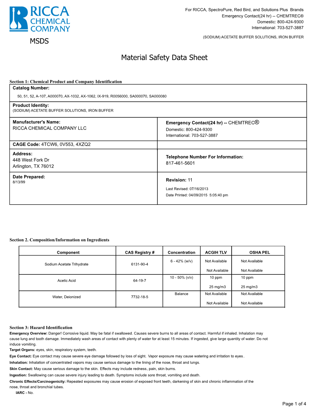 MSDS Material Safety Data Sheet