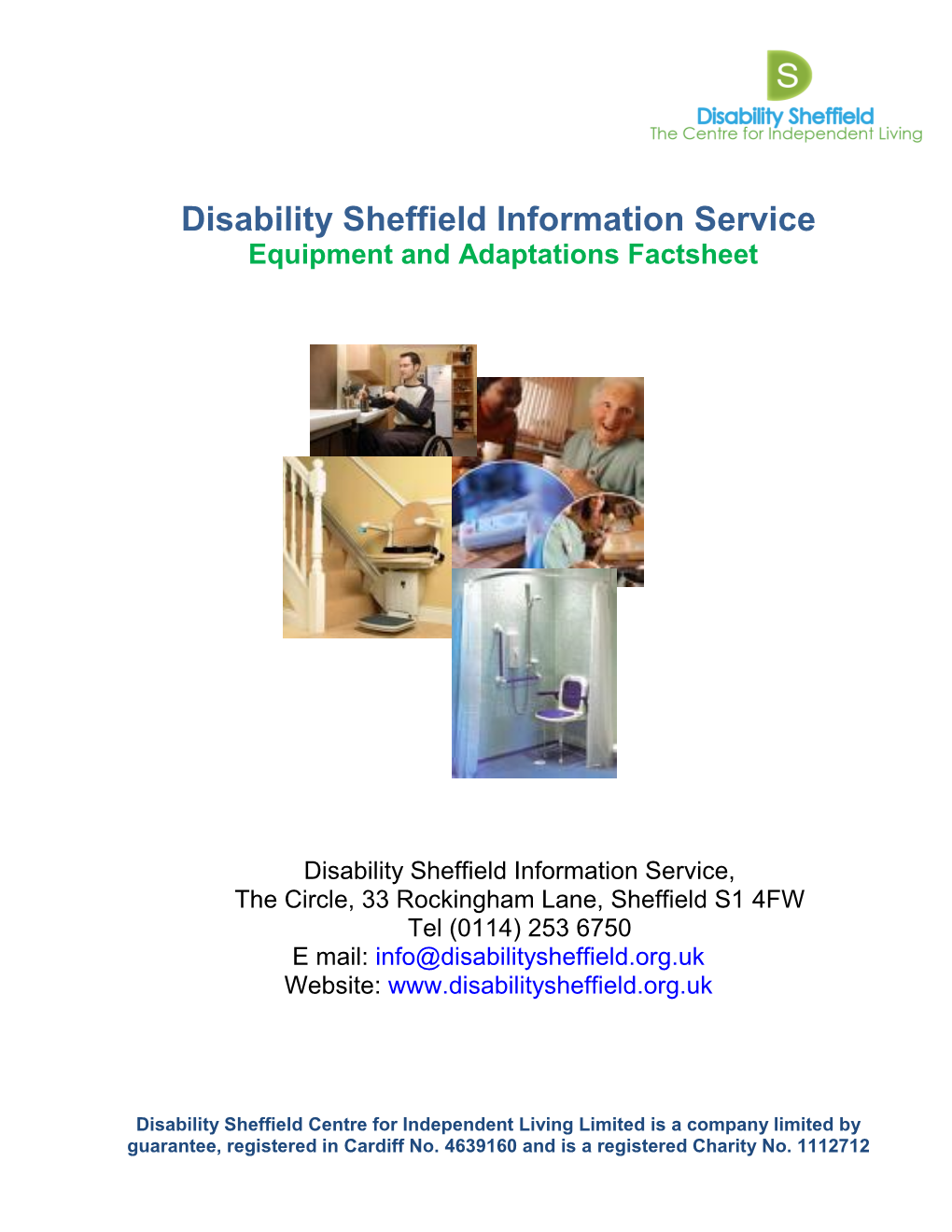 Disability Sheffield Information Service Equipment and Adaptations Factsheet