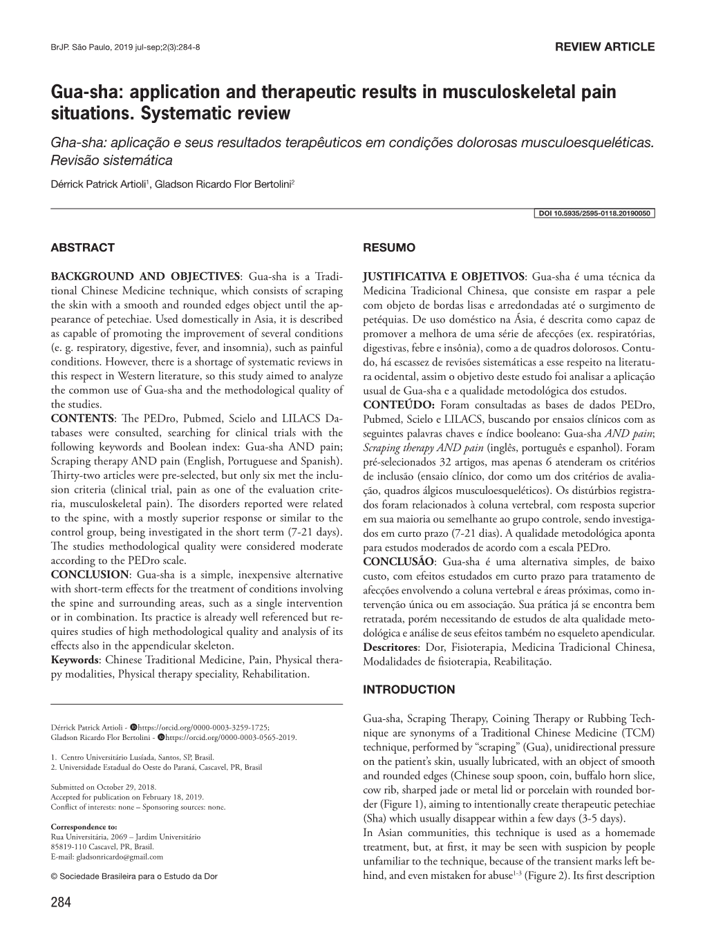 Gua-Sha: Application and Therapeutic Results in Musculoskeletal Pain Situations