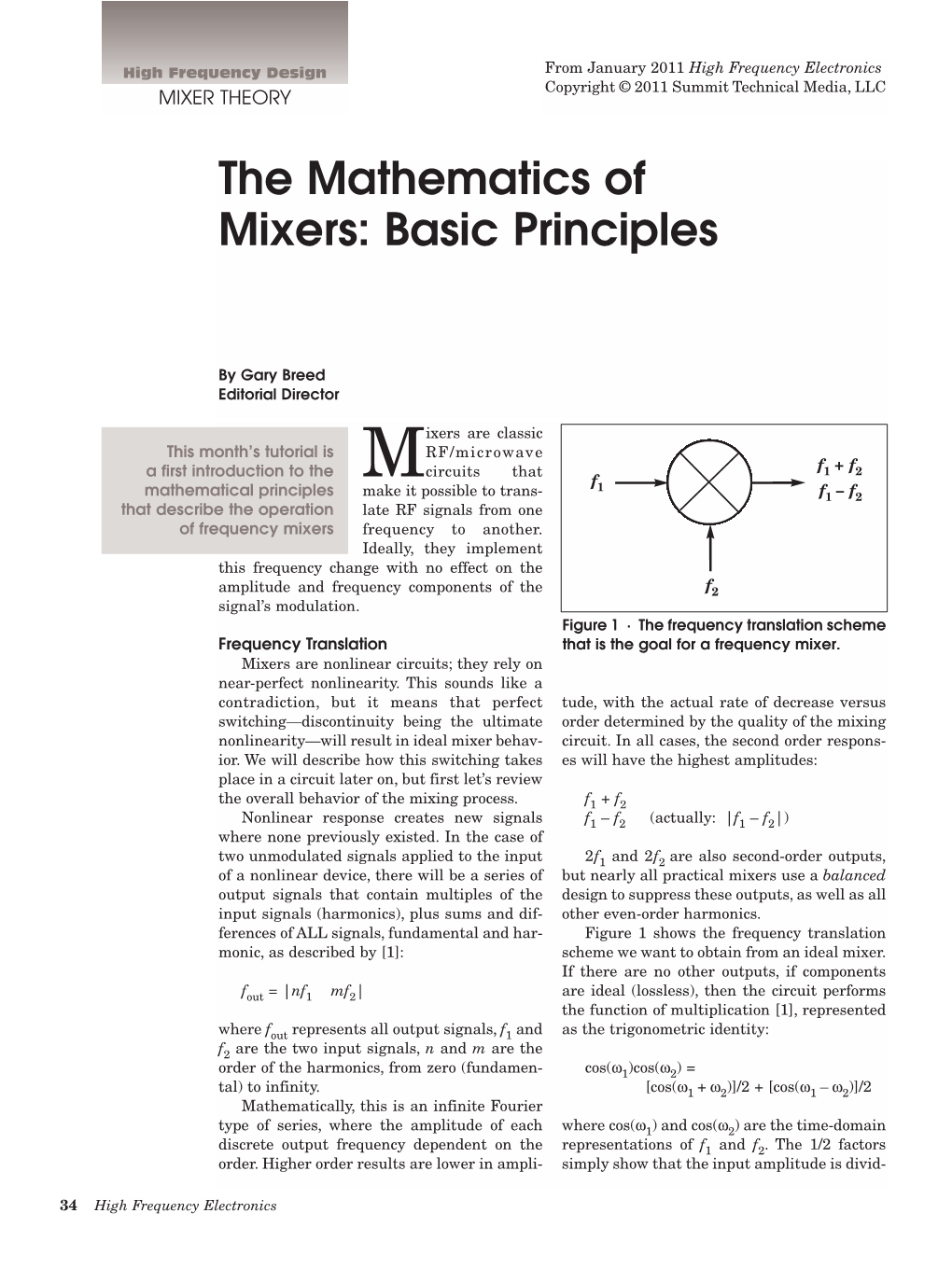 The Mathematics of Mixers: Basic Principles