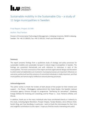 A Study of 11 Large Municipalities in Sweden