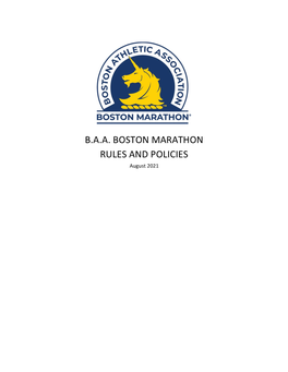 B.A.A. BOSTON MARATHON RULES and POLICIES August 2021