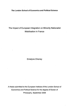The Impact of European Integration on Minority Nationalist Mobilisation in France