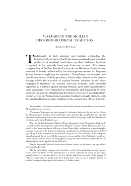 Warfare in the Sicilian Historiographical Tradition ∗