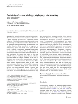 Pestalotiopsis—Morphology, Phylogeny, Biochemistry and Diversity