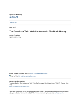 The Evolution of Solo Violin Performers in Film Music History