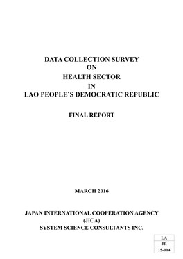 Data Collection Survey on Health Sector in Lao People's Democratic Republic