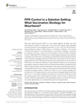 PPR Control in a Sahelian Setting: What Vaccination Strategy for Mauritania?