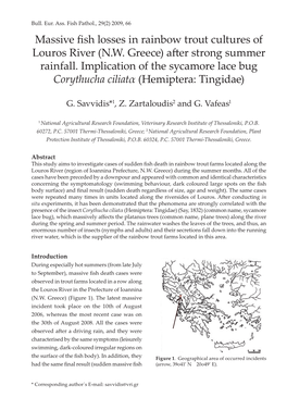 Massive Fish Losses in Rainbow Trout Cultures of Louros River (N.W. Greece) After Strong Summer Rainfall