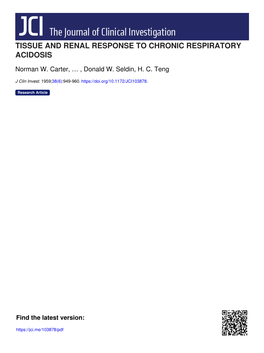 Tissue and Renal Response to Chronic Respiratory Acidosis