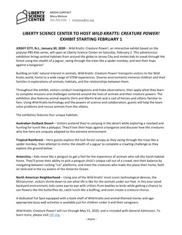 Liberty Science Center to Host Wild Kratts: Creature Power! Exhibit Starting February 1
