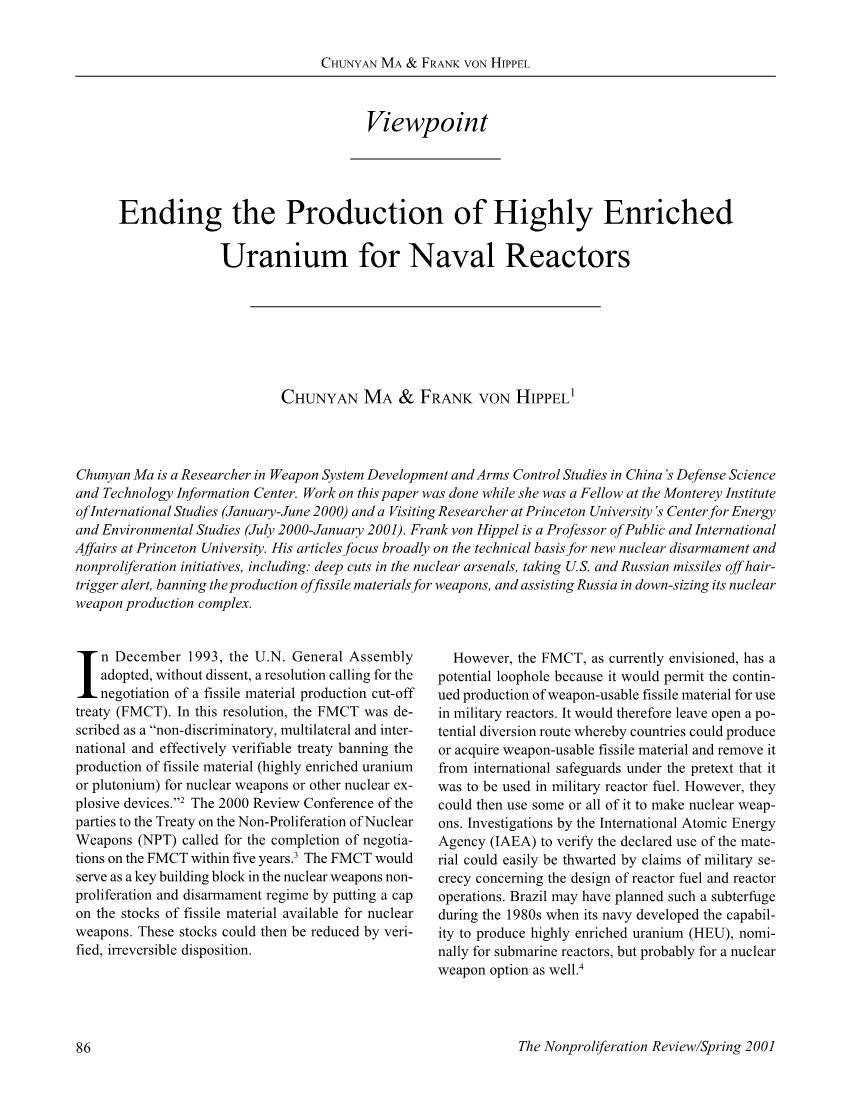 Ending the Production of Highly Enriched Uranium for Naval Reactors