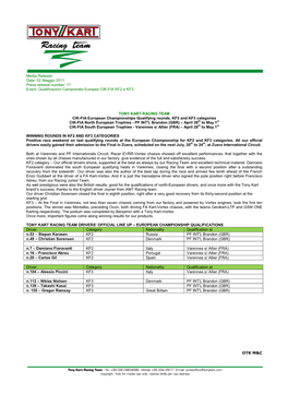 17 Tony Kart Racing Team -Qualificazioni Camp EU KF2-KF3