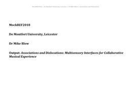 Mockref2018 De Montfort University, Leicester Dr