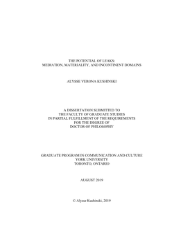 The Potential of Leaks: Mediation, Materiality, and Incontinent Domains