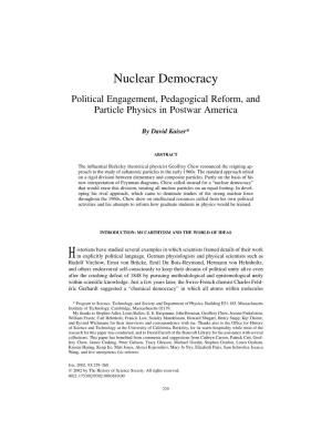 Nuclear Democracy: Political Engagement, Pedagogical Reform, and Particle Physics in Postwar America