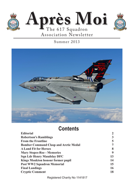 Aprèsthe 617 Squadron Moi Association Newsletter Summer 2013