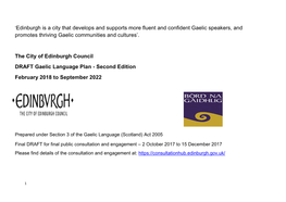 Gaelic Language Plan - Second Edition February 2018 to September 2022